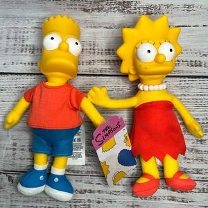 Bart Simpson and Lisa Simpson Dolls The Simpsons Plush Plastic Set of two‎